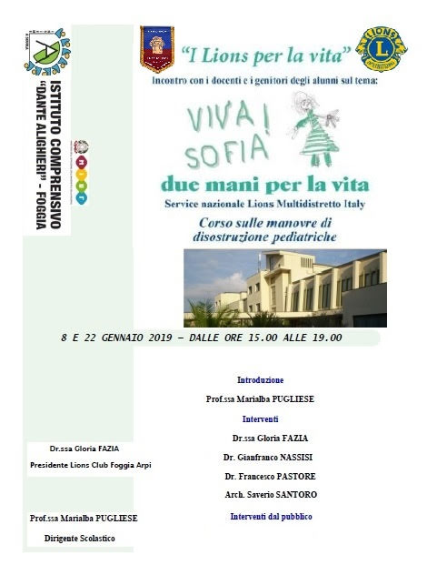 22 gennaio 2019: “Viva Sofia! due mani per la vita”